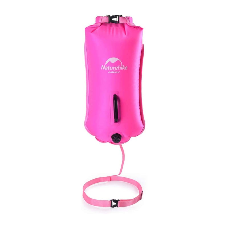 Naturehike 18L High Visible Safety Swim Buoy - Ultralight Bubble Tow Float and Dry Bag for Open Water Swimming Kayaking Snorkeling Diving Fishing Trailing with Adjustable Waist Belt (Pink) - Image 1